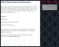   Video Poker History And Formats