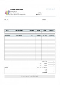   Clothing Store Invoice Template
