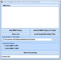   Convert Multiple WMA Files To MP3 or WAV Files Software