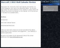   Starcraft 2 2012 Wall Calendar Review