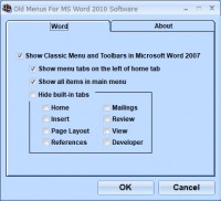   Old Menus For MS Word 2010 Software