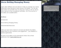   Horse Betting Managing Money